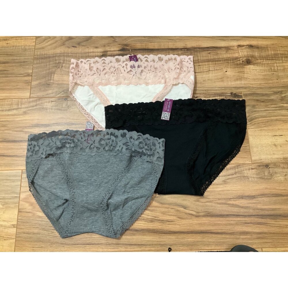 NWT Adore Me Joanie Grey Cotton Pack Boyshort  3- Pack Medium  Size 8-10